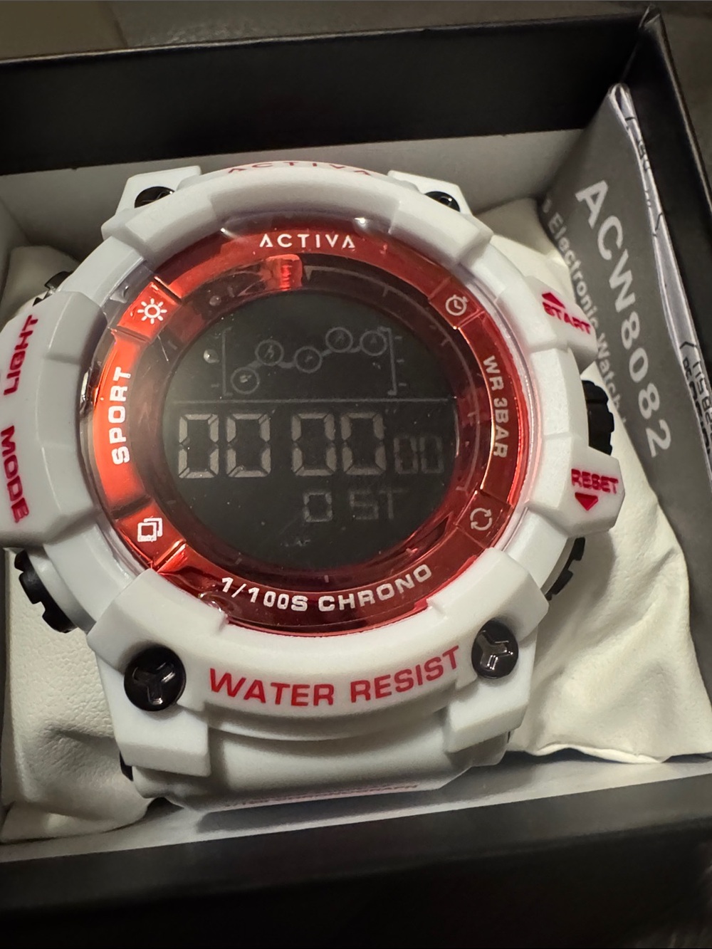 Ativa White and Red Sport Chronograph Digital Watch